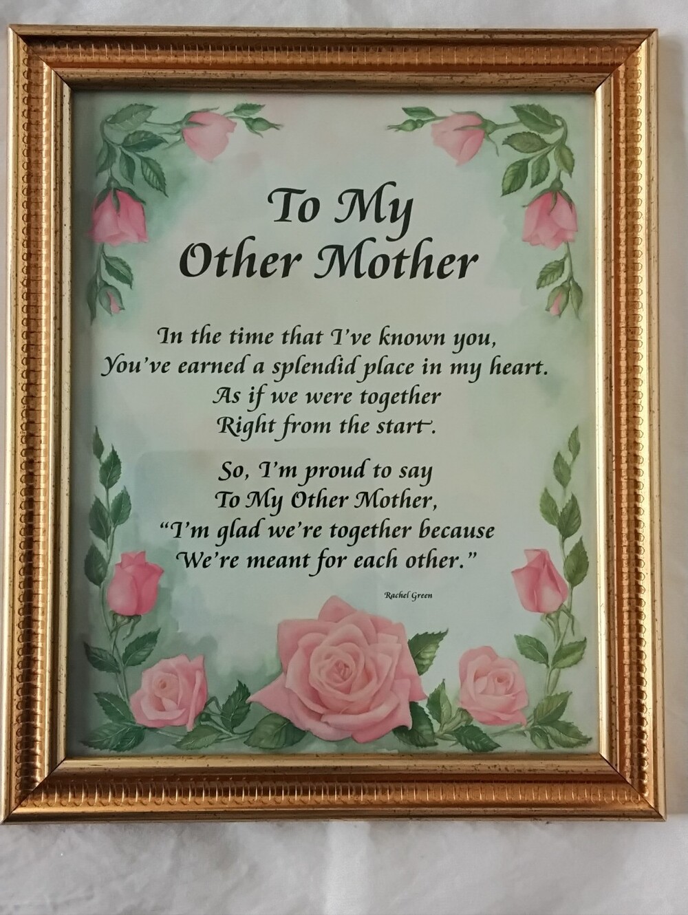 Gold Framed 'To My Other Mother' Pink Rose Wall Art - Unbranded